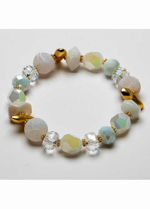 Eliza Gracious Glass and Crystal Bead Stretch Bracelet